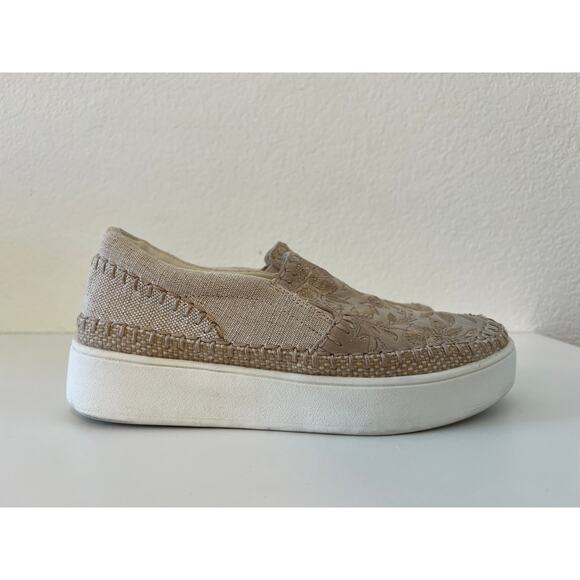 Johnny Was Floral Cecilia Sand Suede Slip On Sneaker Women Size 7.5 M Fairy Boho - Picture 4 of 12